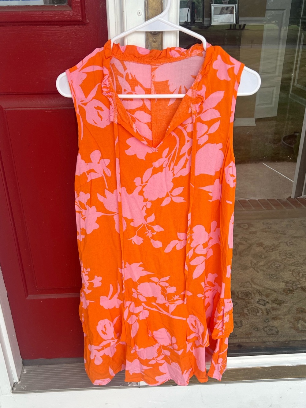 Orange & Pink Floral Sleeveless Mini Dress